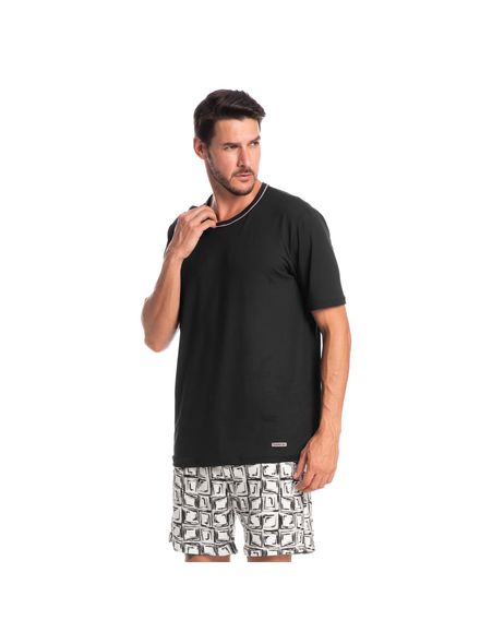 Pijama-Masculino-Curto-Estampado-Preto-Thomas-Tombini