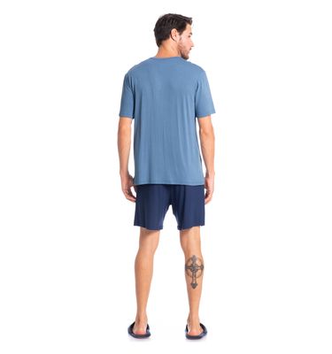 Pijama Masculino Curto Abotoado Romeu Tombini - Imagem 4 - Mobile