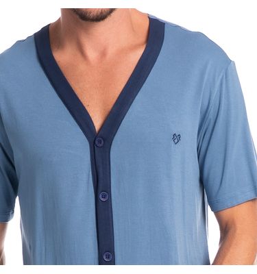 Pijama Masculino Curto Abotoado Romeu Tombini - Imagem 5 - Mobile