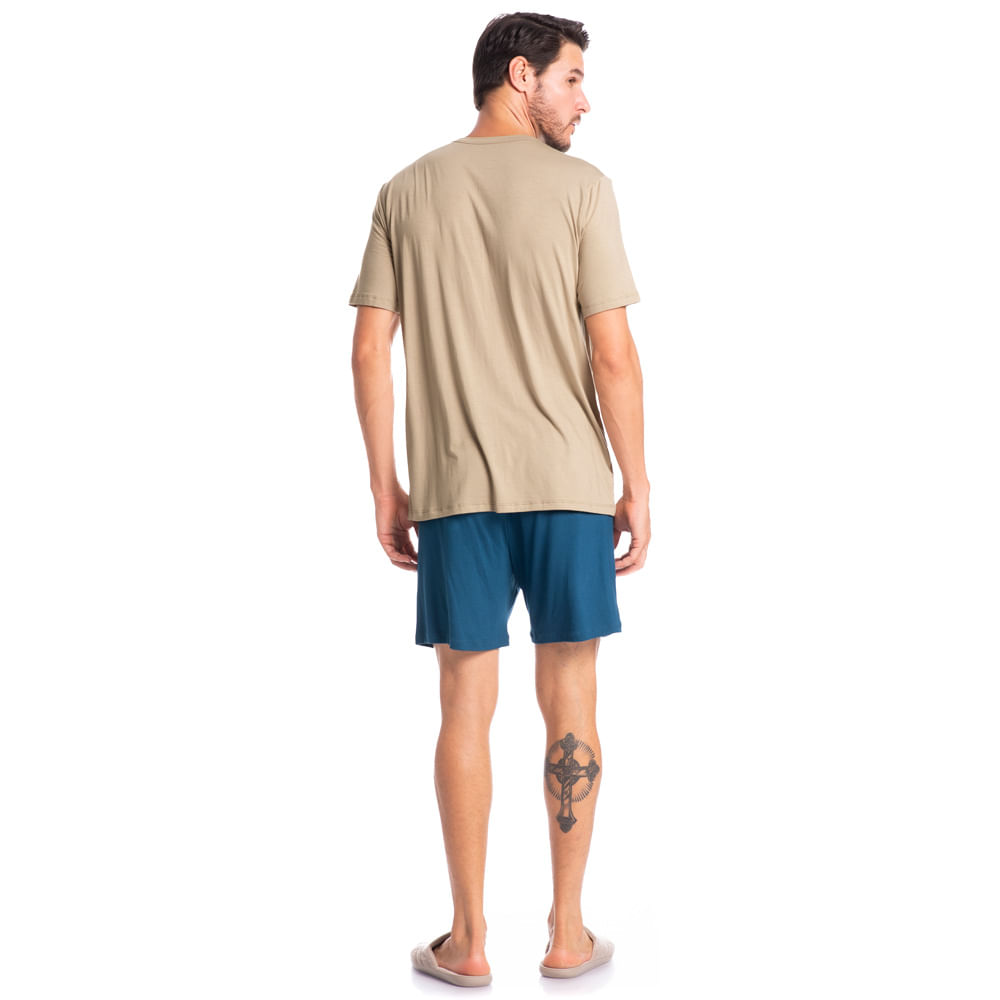 Pijama Masculino Curto Abotoado Romeu Tombini - Imagem 4 - Mobile