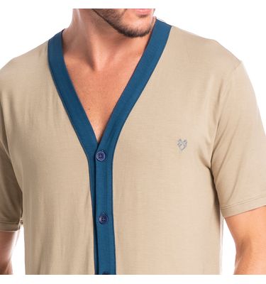 Pijama Masculino Curto Abotoado Romeu Tombini - Imagem 5 - Mobile