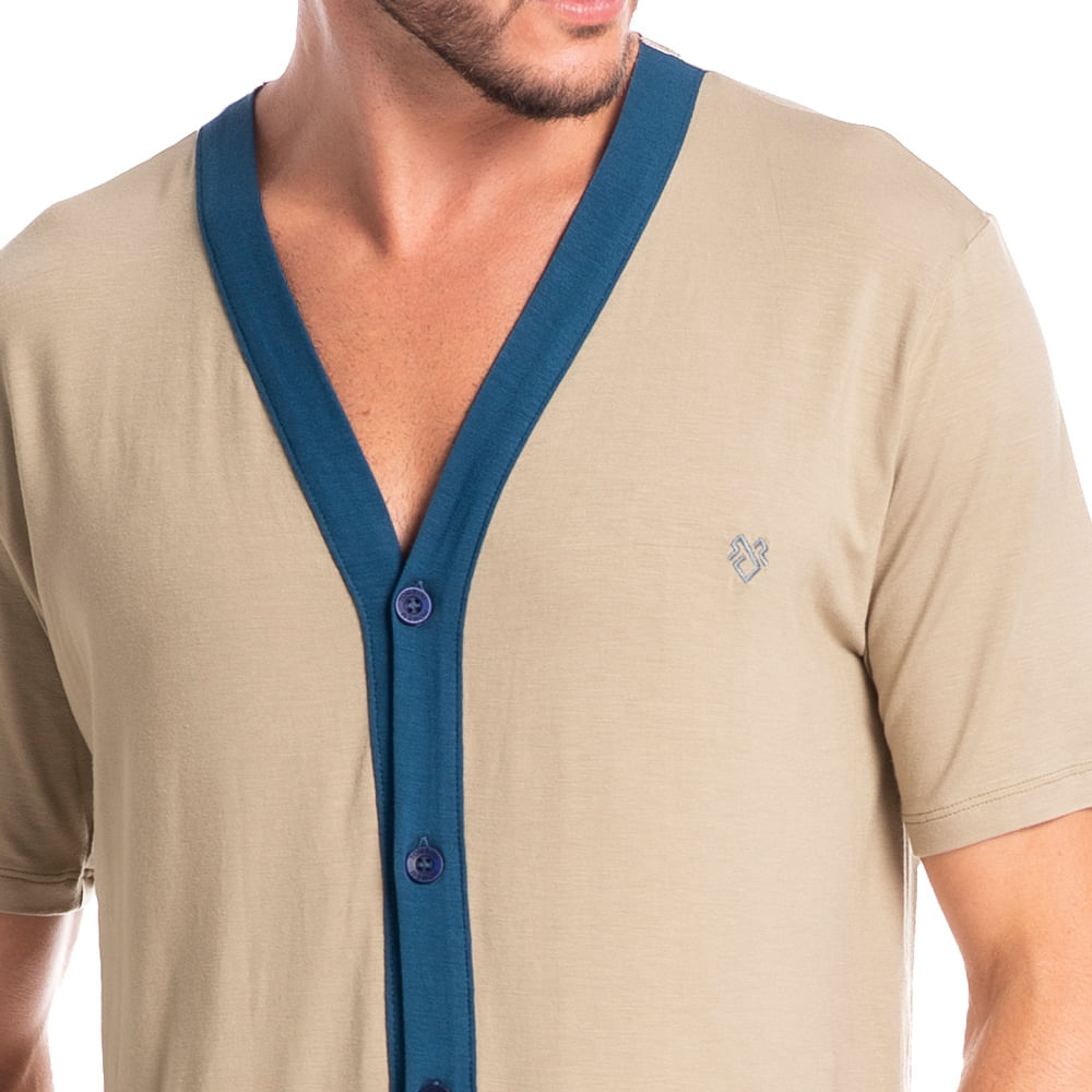 Pijama Masculino Curto Abotoado Romeu Tombini - Imagem 5 - Mobile