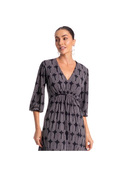 Vestido Com Manga Spina Preto - Imagem 1