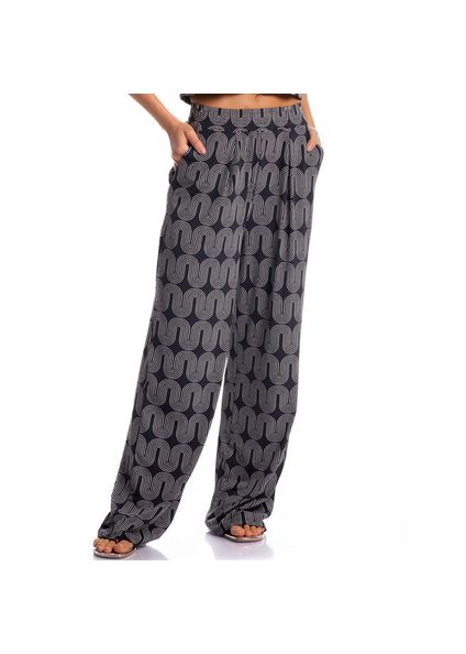 Calça Feminina Com Pregas E Bolso Spina Preto - Imagem 1