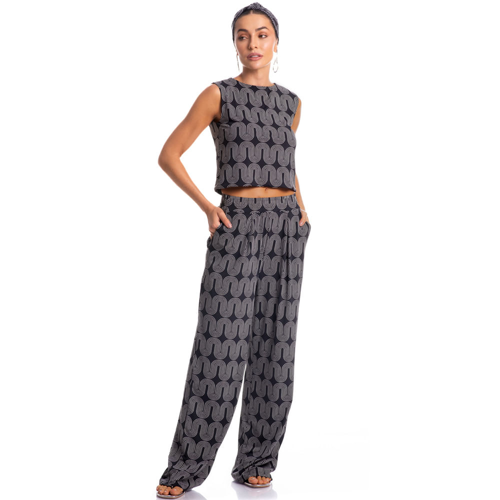 Calça Feminina Com Pregas E Bolso Spina - Imagem 3 - Mobile