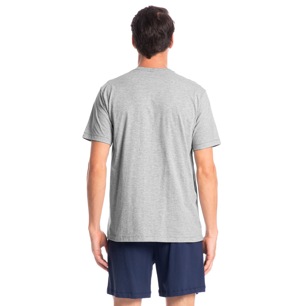 Pijama Masculino Curto Com Bolso Eduardo Tombini Azul-marinho - Imagem 2