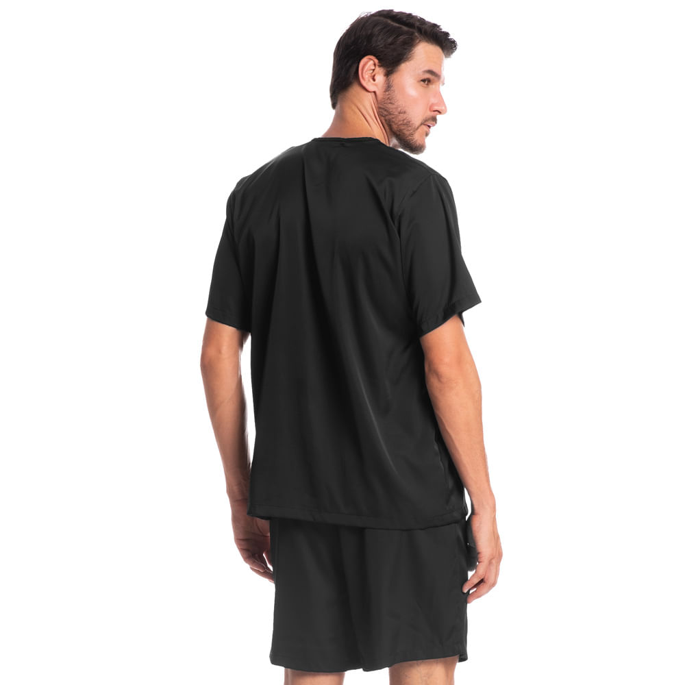 Pijama Masculino Curto Abotoado Enzo Tombini Preto - Imagem 2