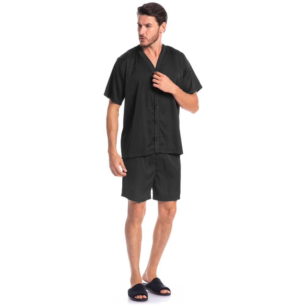 Pijama Masculino Curto Abotoado Enzo Tombini - Imagem 3 - Mobile