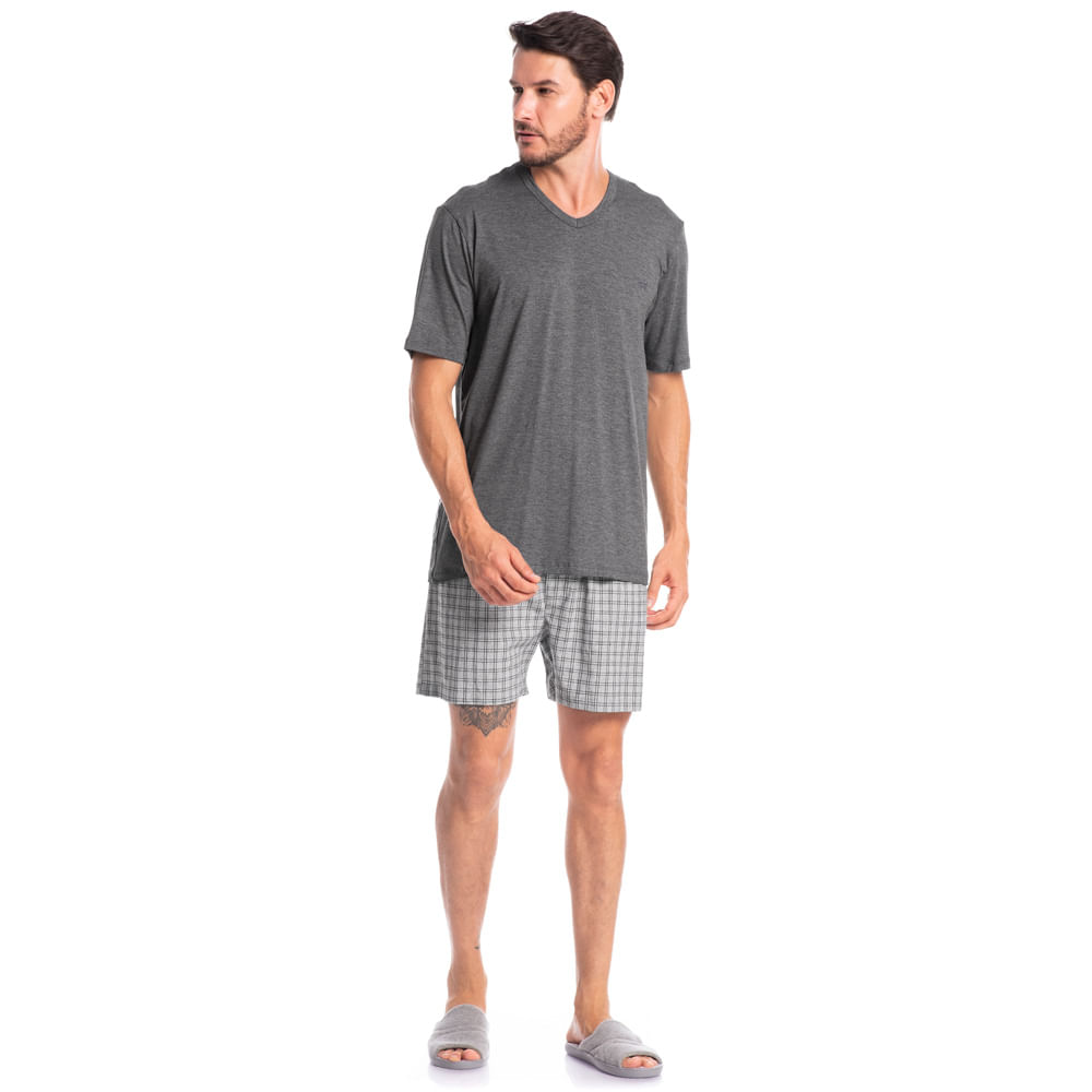 Pijama Masculino Curto Decote V Ruan Tombini - Imagem 3 - Mobile