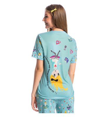 Pijama Feminino Longo Manga Curta Marlowa - Imagem 2 - Mobile
