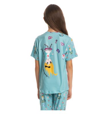 Pijama Infantil Longo Manga Curta Marlowa - Imagem 2 - Mobile