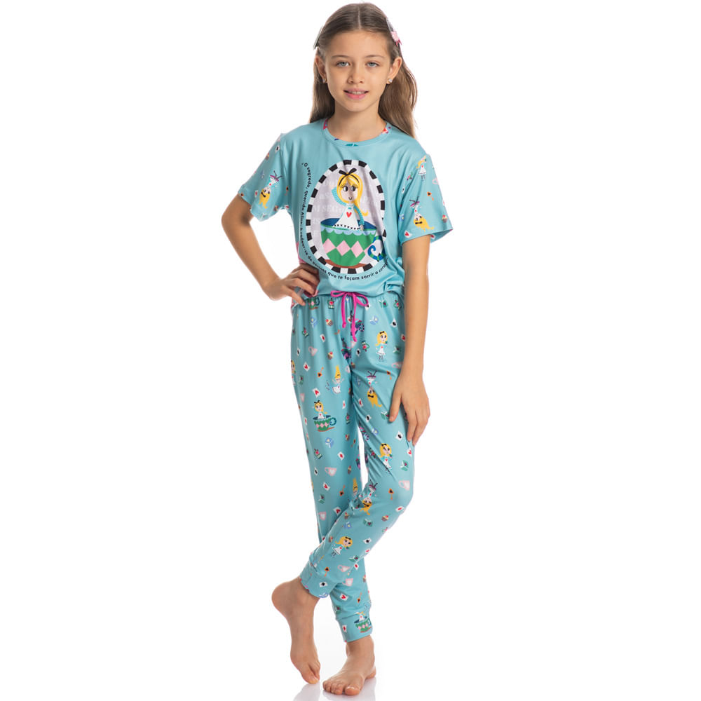 Pijama Infantil Longo Manga Curta Marlowa - Imagem 3 - Mobile
