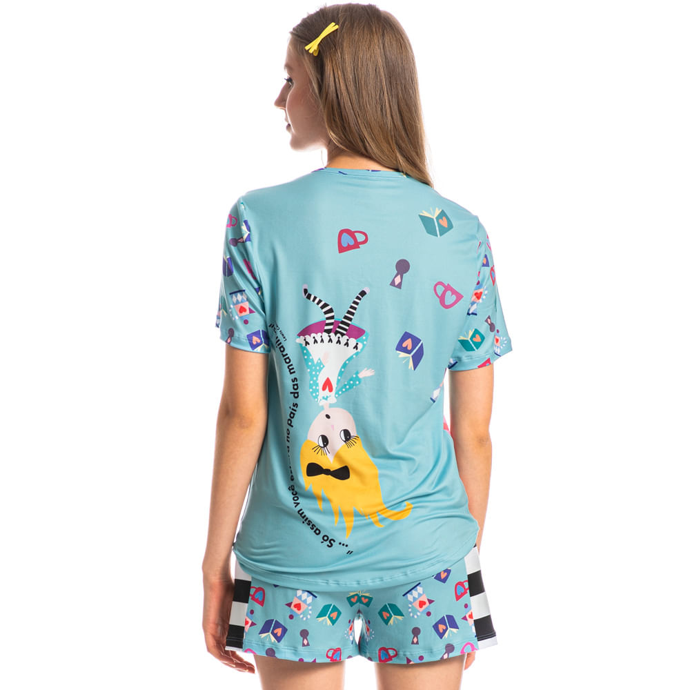 Pijama Feminino Curto Marlowa Azul-2 - Imagem 2