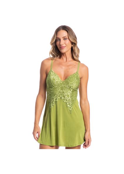Camisola Curta Com Renda Karina Verde - Imagem 1