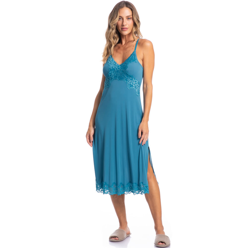 Camisola Midi Com Renda Cris Karina