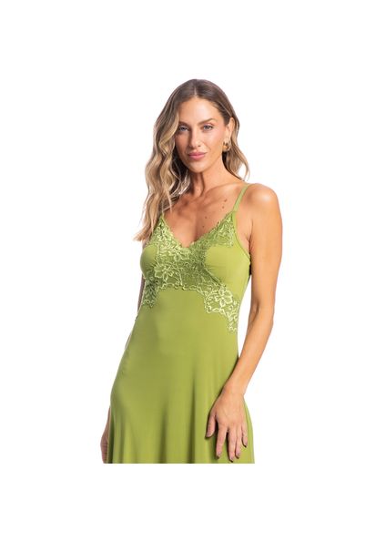Camisola Midi Com Renda Cris Karina Verde - Imagem 1
