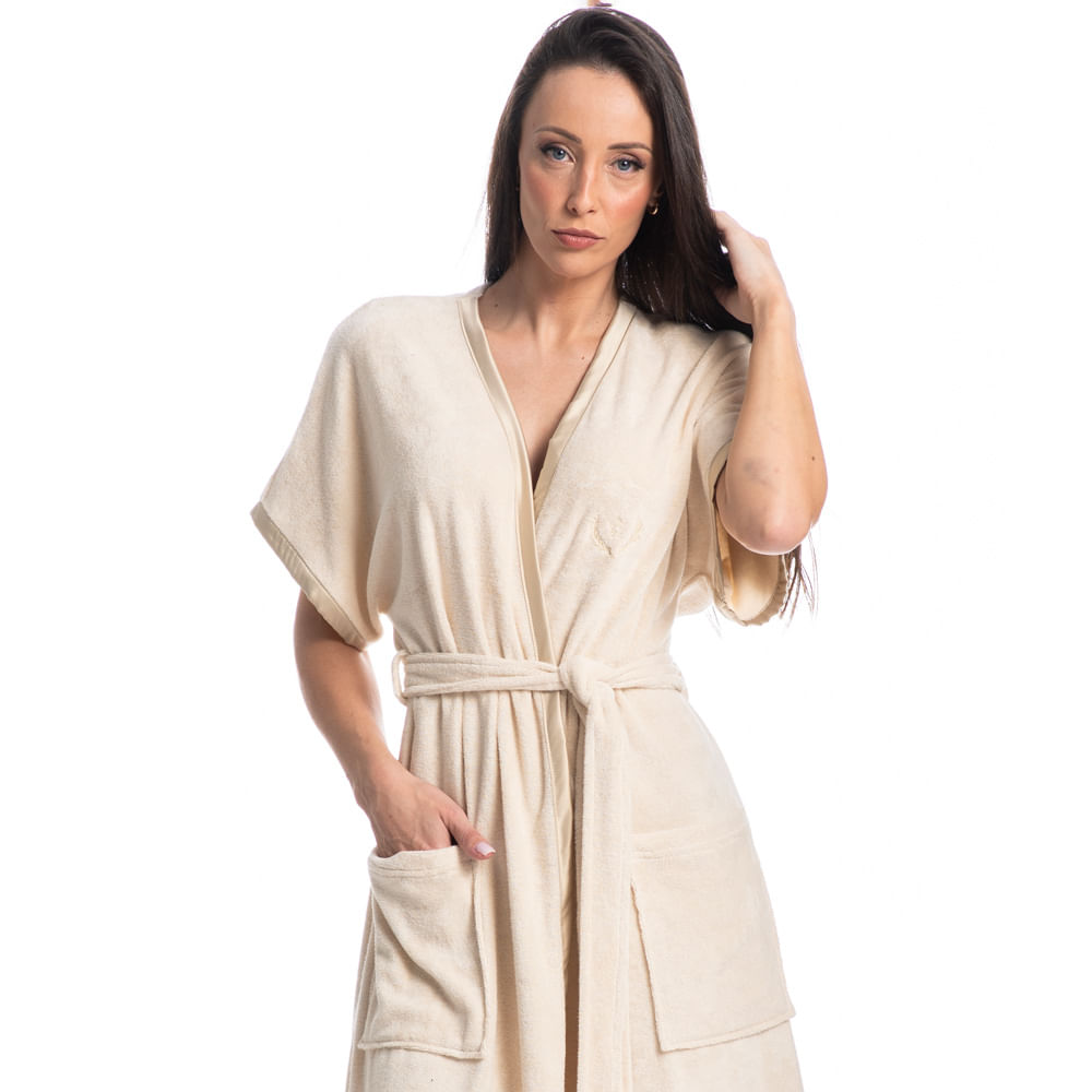Robe Curto Com Bolso Olívia Branco - Imagem 1