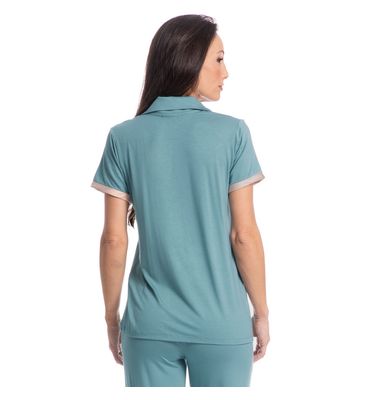 Pijama Feminino Abotoado Wide Leg Bruna - Imagem 2 - Mobile