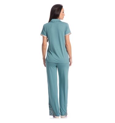 Pijama Feminino Abotoado Wide Leg Bruna - Imagem 4 - Mobile