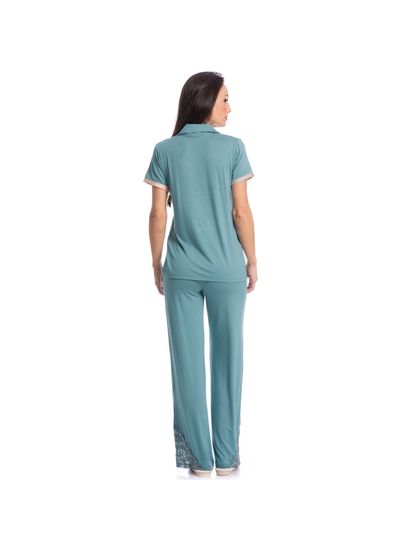 Pijama Feminino Abotoado Wide Leg Bruna - Imagem 4 - Desktop
