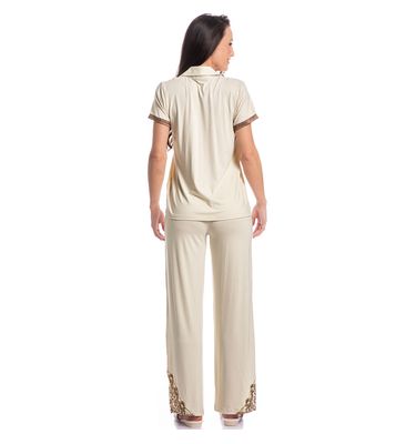 Pijama Feminino Abotoado Wide Leg Bruna - Imagem 4 - Mobile