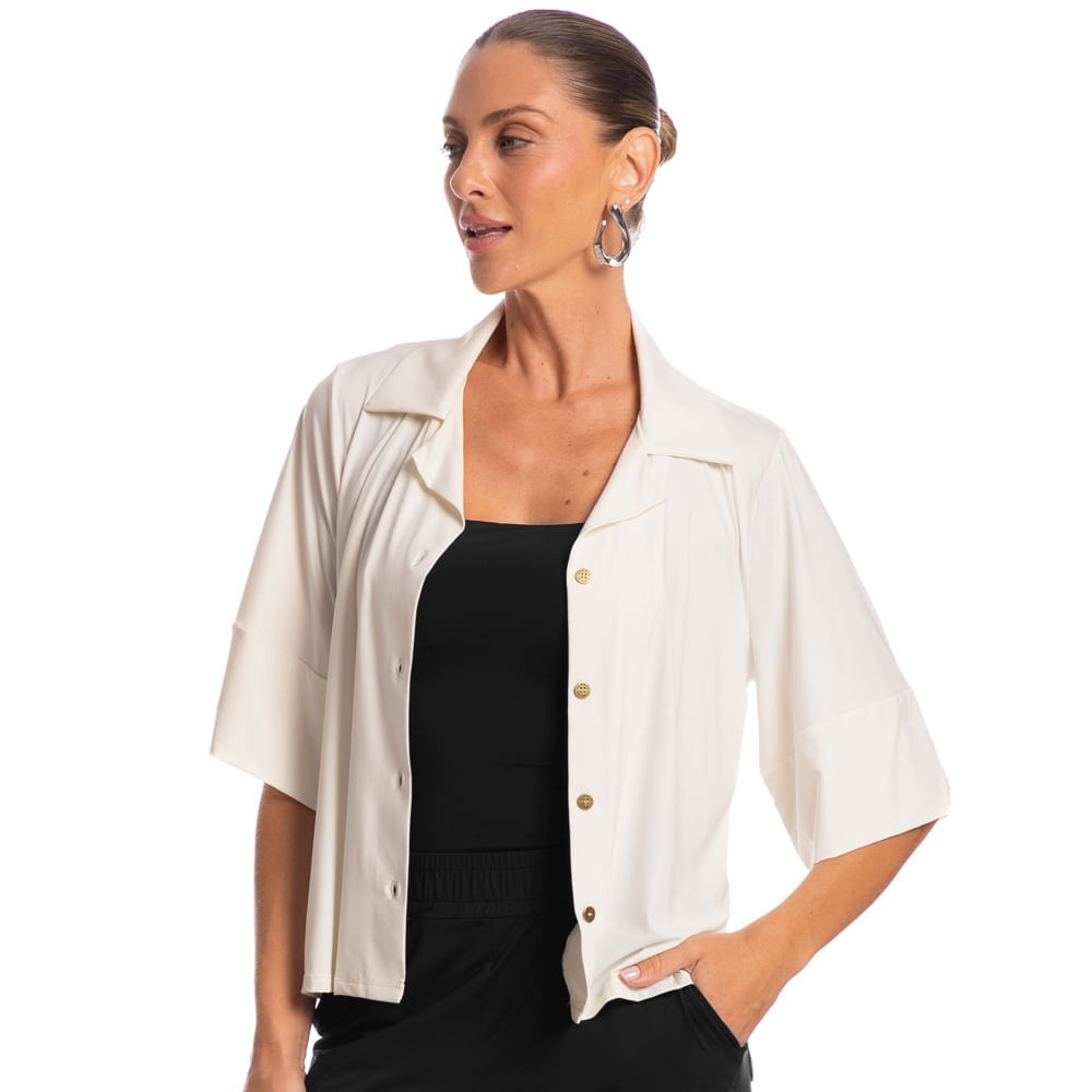 Camisa Feminina Curta Málaga Branco - Imagem 1