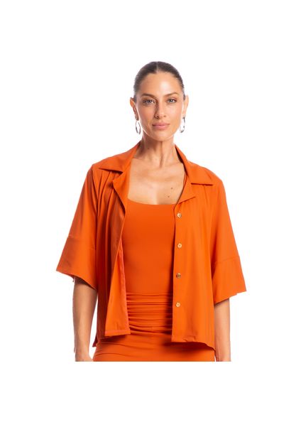 Camisa Feminina Curta Málaga Laranja - Imagem 1