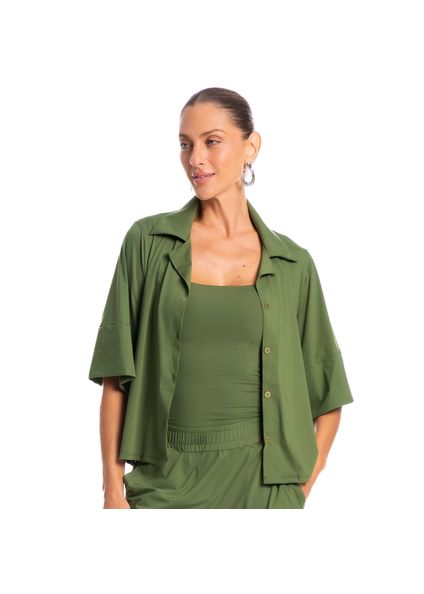 Camisa Feminina Curta Málaga Verde - Imagem 1