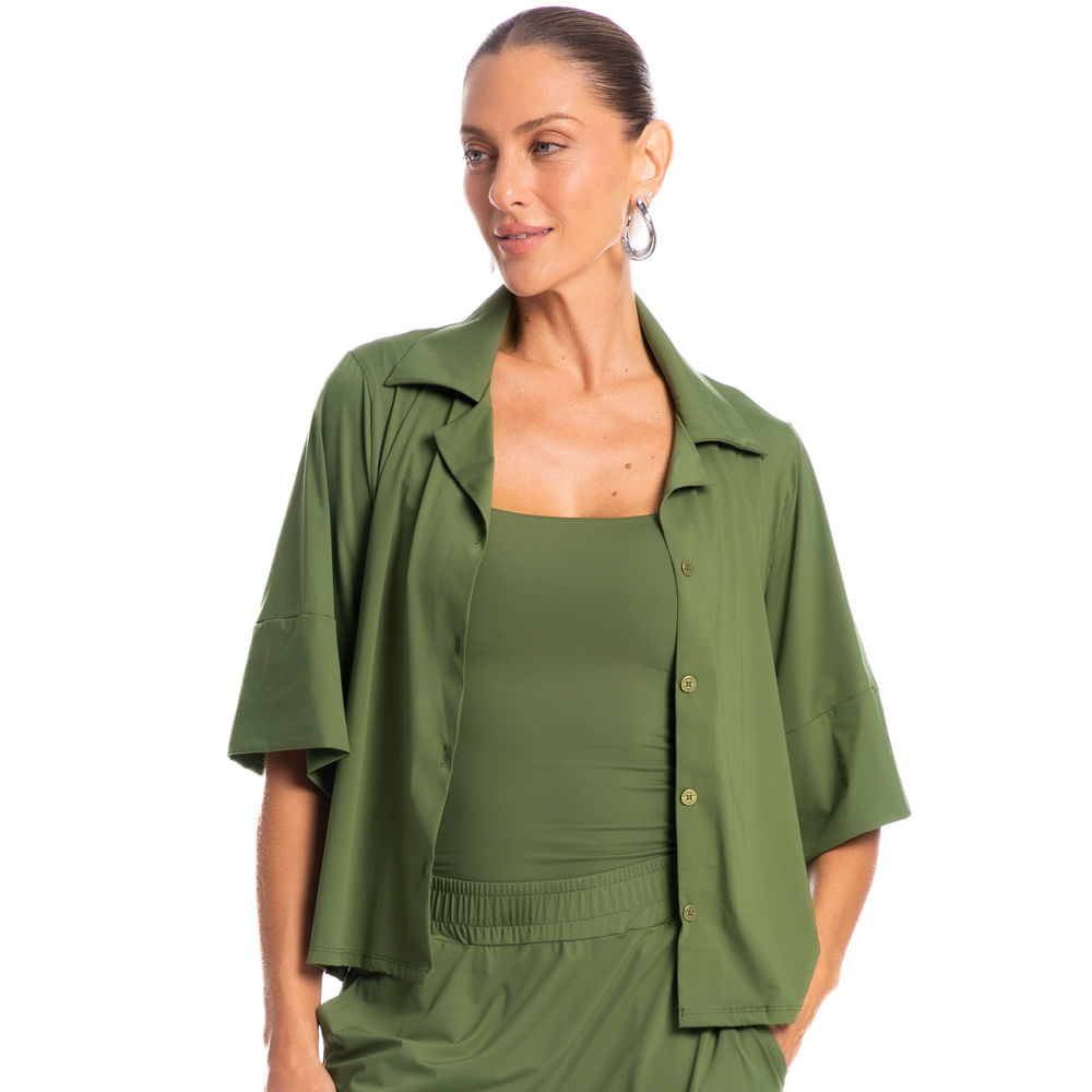 Camisa Feminina Curta Málaga Verde - Imagem 1
