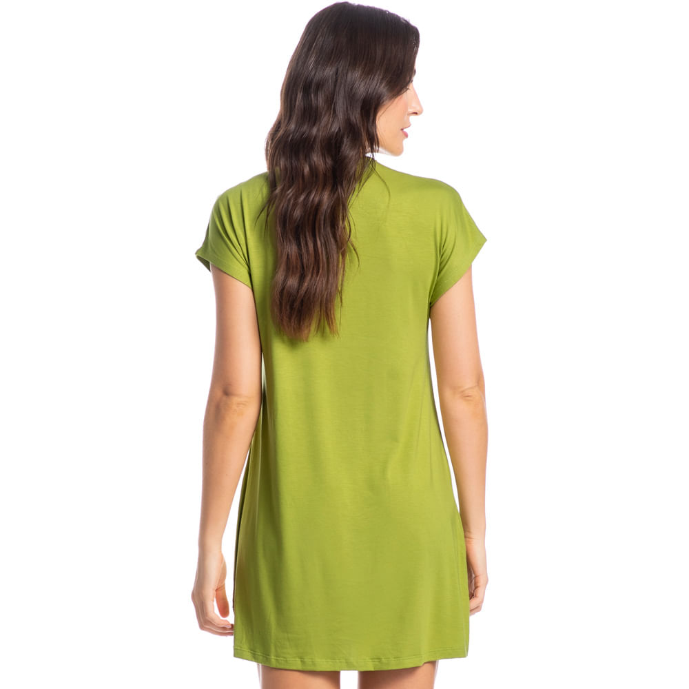 Camisão Feminino Curto Com Renda Rose Verde - Imagem 2