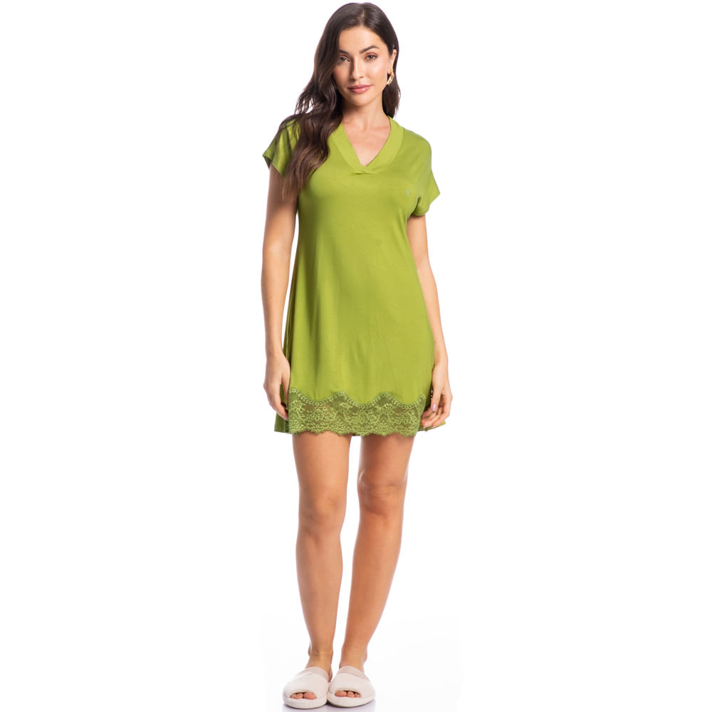 Camisão Feminino Curto Com Renda Rose - Imagem 3 - Mobile