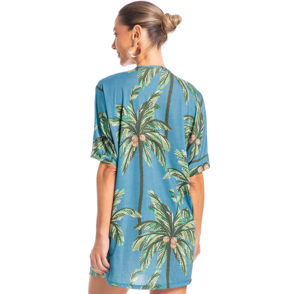 Kaftan Camisa Coqueiros Azul-2 - Imagem 2
