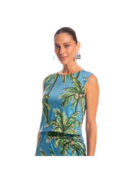 Blusa Feminina Coqueiros Azul-2 - Imagem 1