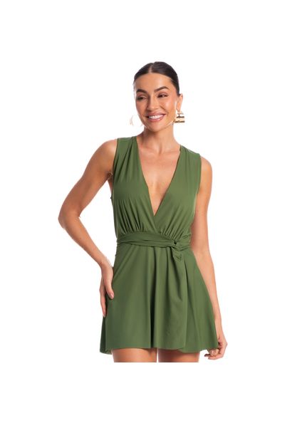 Vestido Curto Com Nó Orla Verde - Imagem 1