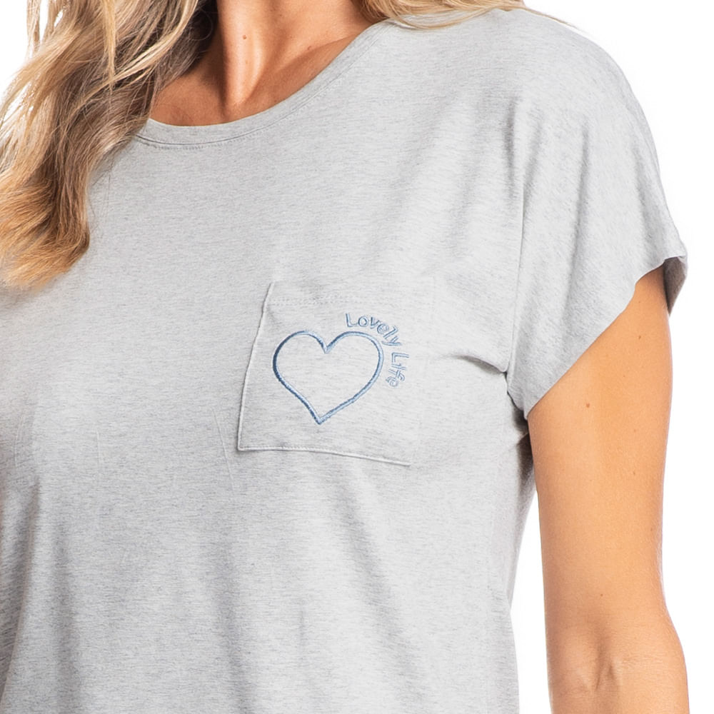 Pijama Feminino Curto Com Bolso Gabrielle - Imagem 5 - Mobile
