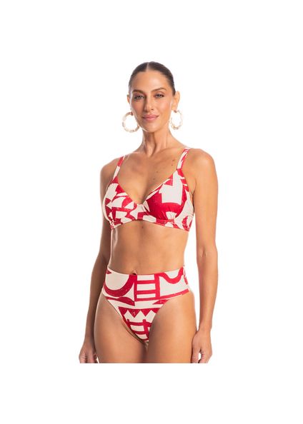Biquíni Bia Média Cós Alto Latina Vermelho - Imagem 1