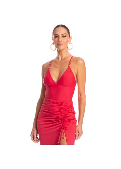 Saia Midi Franzida Bolero Vermelho - Imagem 1