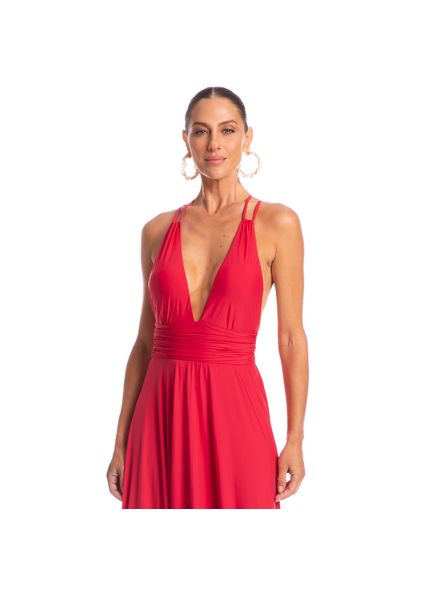 Vestido Com Argola Bolero Vermelho - Imagem 1