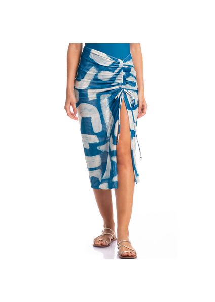 Saia Midi De Tule Franzida Oceana Azul-2 - Imagem 1