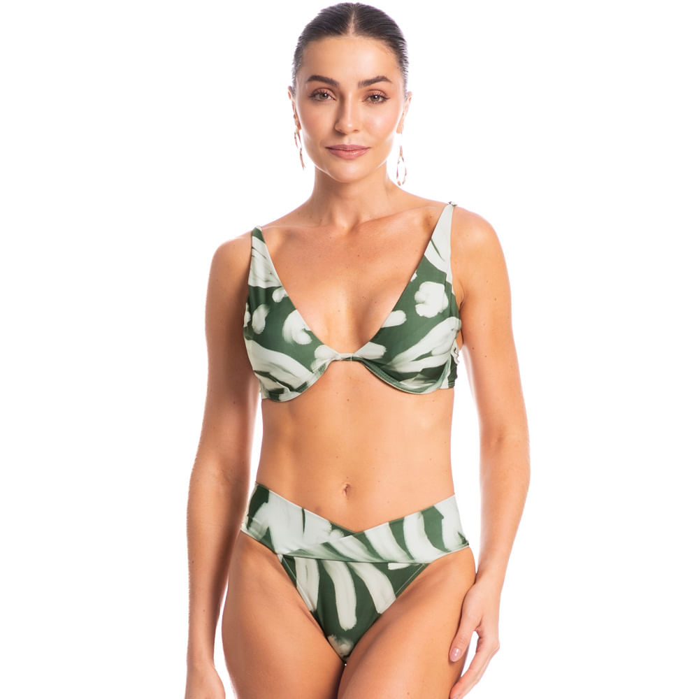 Biquíni Com Aro Transpassada Média Bambu Verde - Imagem 1