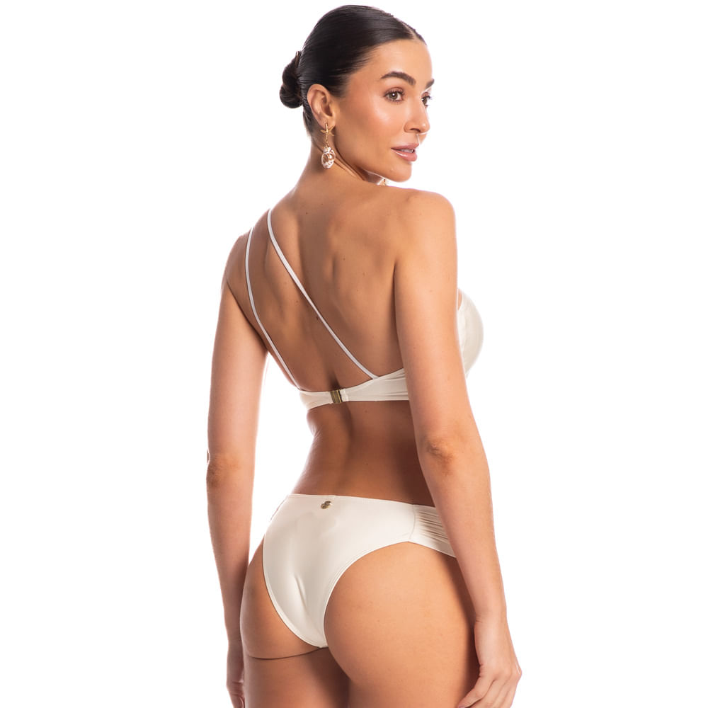Biquíni Com Argola Franzida Média Shine Branco - Imagem 2