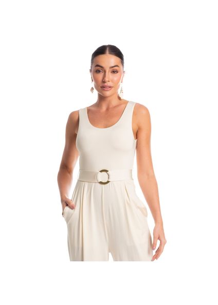 Macacão Feminino Longo Com Argola Shine Branco - Imagem 1