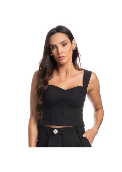 Top Corset Linho Noronha Preto - Imagem 1