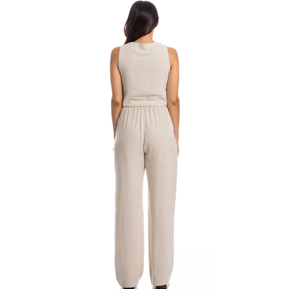 Calça Feminina Ampla Em Linho Soft Belize - Imagem 4 - Mobile
