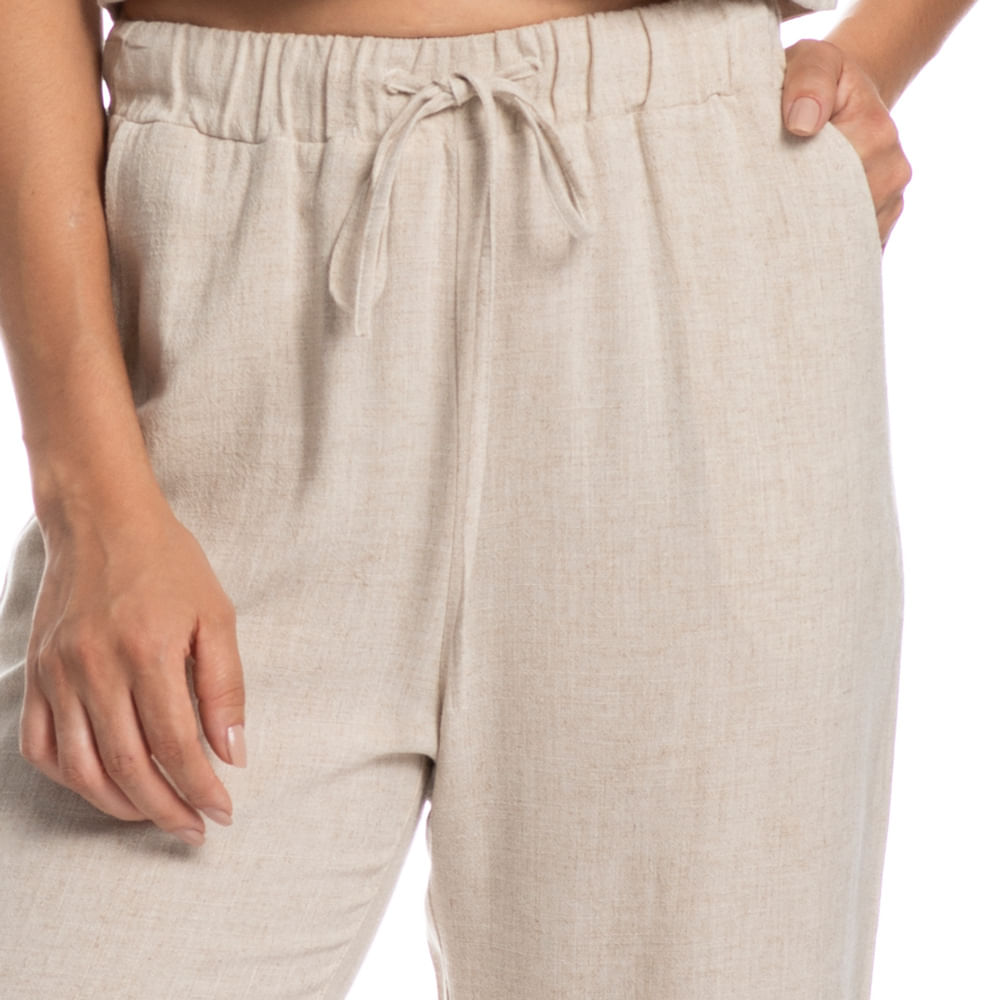 Calça Feminina Ampla Em Linho Soft Belize - Imagem 5 - Mobile