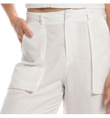 Calça Feminina Cargo Com Bolso Linho Noronha - Imagem 5 - Mobile