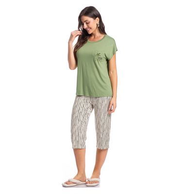 Pijama Feminino Pescador Com Bolso Rafa - Imagem 3 - Mobile