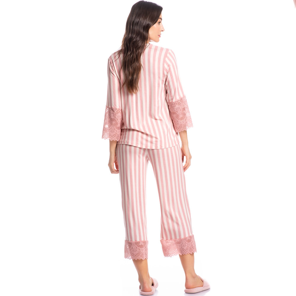 Camisão Feminino Pantacourt Abotoado Com Renda Helena - Imagem 4 - Mobile