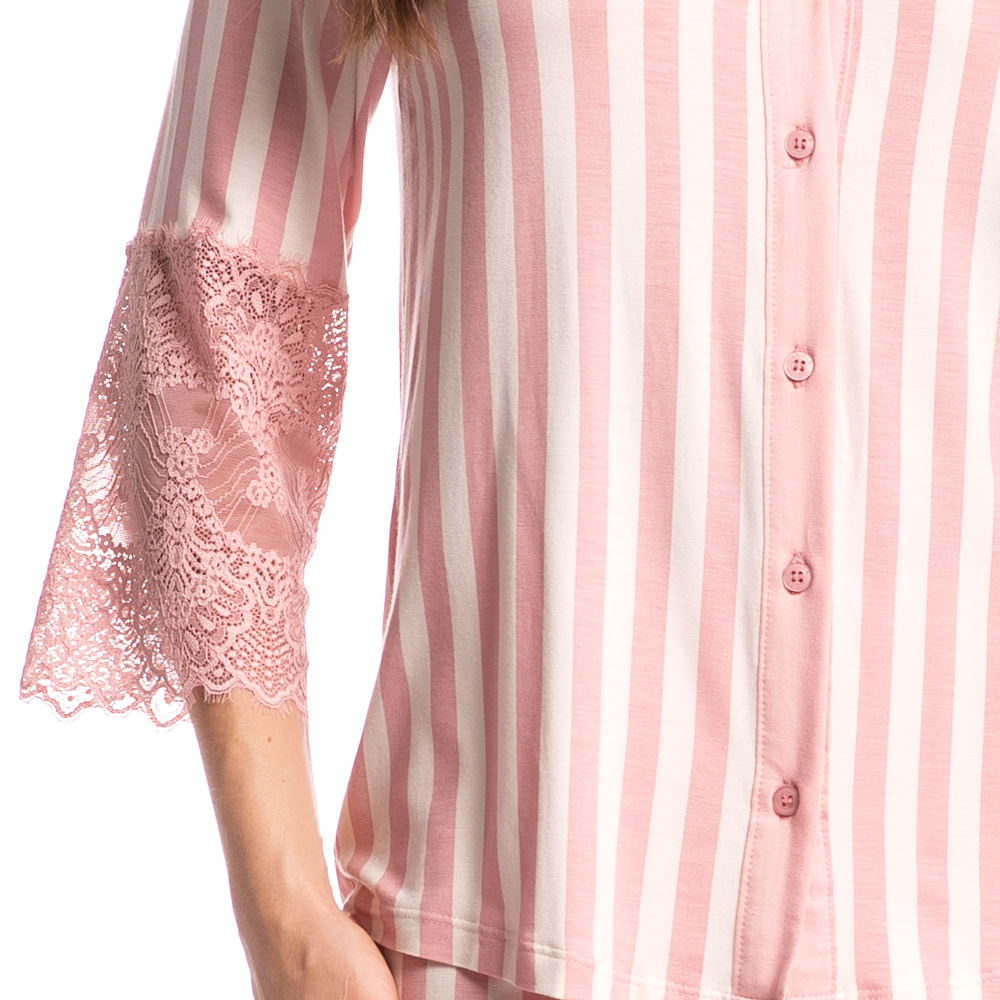 Camisão Feminino Pantacourt Abotoado Com Renda Helena - Imagem 5 - Mobile