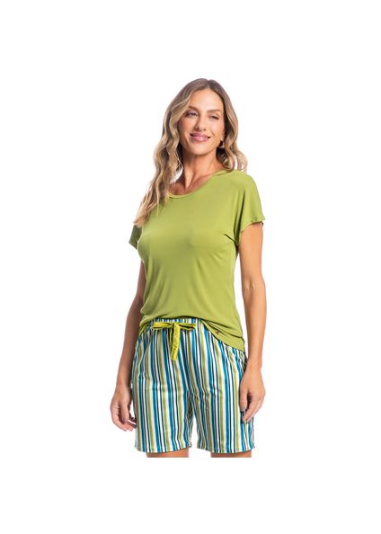 Pijama Feminino Shortão Antonella Verde - Imagem 1
